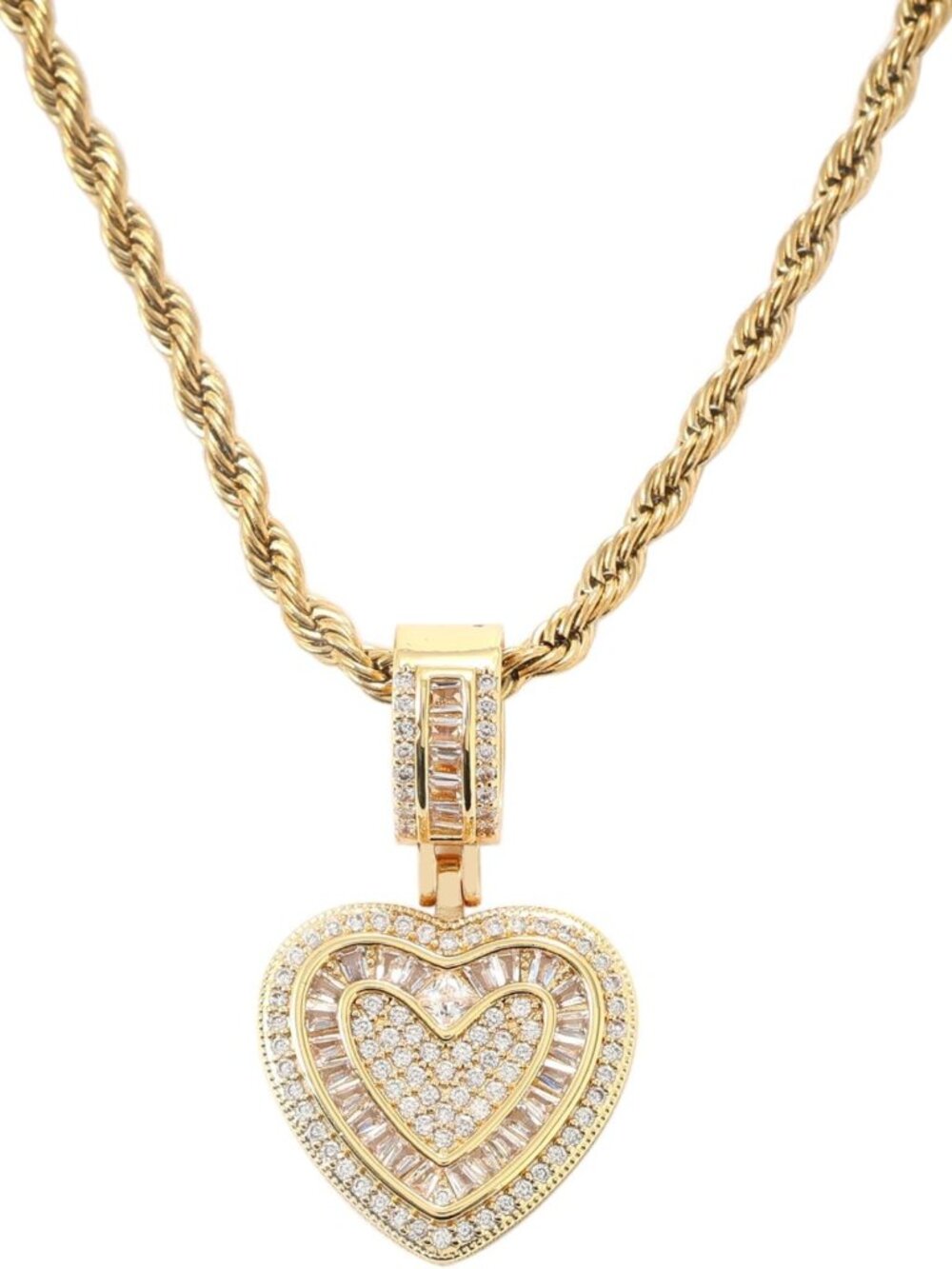 14K Gold Plated Heart Pendant Necklace with Cubic Zirconia - Perfect Gift for